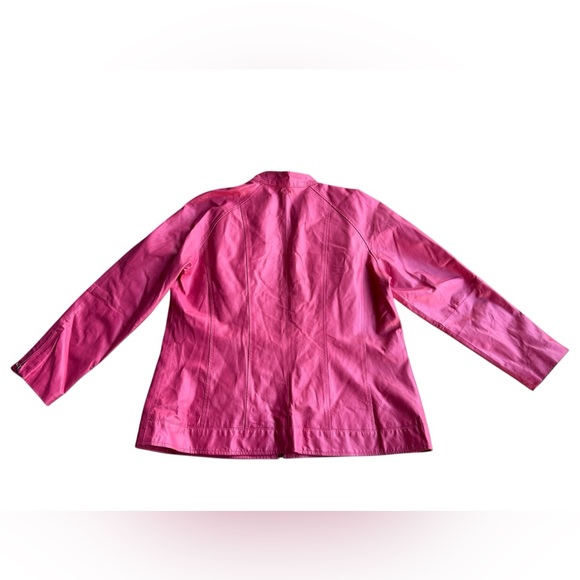 JESSICA LONDON 100% Pink Leather Moto Full-Zip Jacket Sz 18 City Chic Luxe Glam - Picture 6 of 12